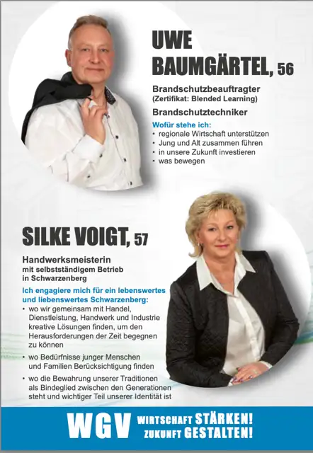 Stadtratswahl Schwarzenberg 2024 Uwe Baumgärtel und Silke Voigt